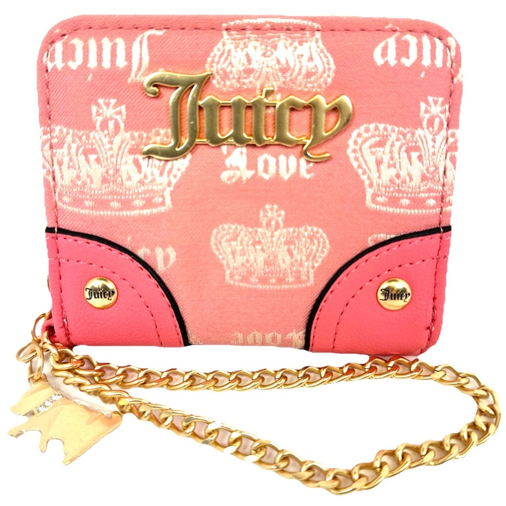 Juicy‎ Couture Wallet Wristlet Women S Pink New Crown Logo Chain Scotty Dog Y2K